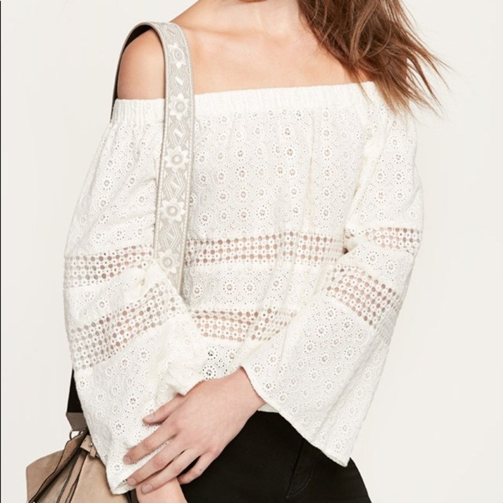 Rebecca Minkoff off the shoulder lace eyelet top